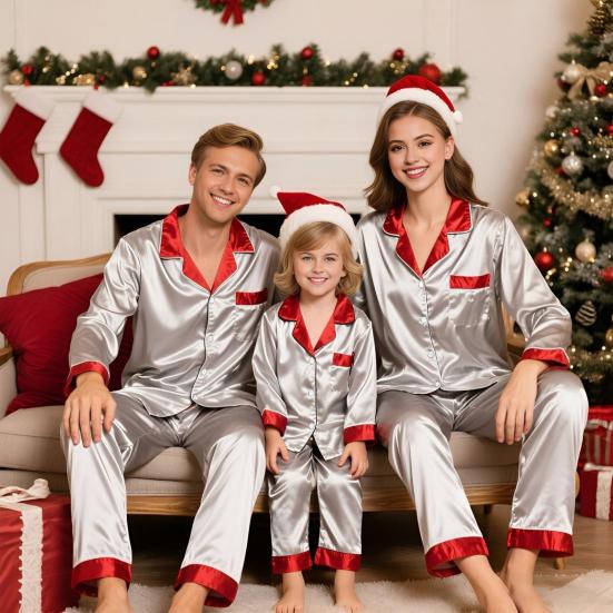Family Christmas Pajamas Matching Sets 2 Pieces Parent-child Outfits Cozy Breathable Pjs Outfits Christmas Themed Costumes for Family