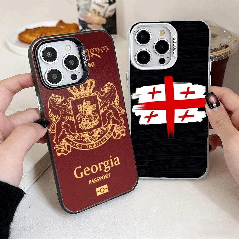 Georgia Passport Flag Shockproof Phone Case for iPhone 17 Air 16 16E 15 Pro Max 14 Plus 13 Mini 12 Back Cover Anti Fall Fundas