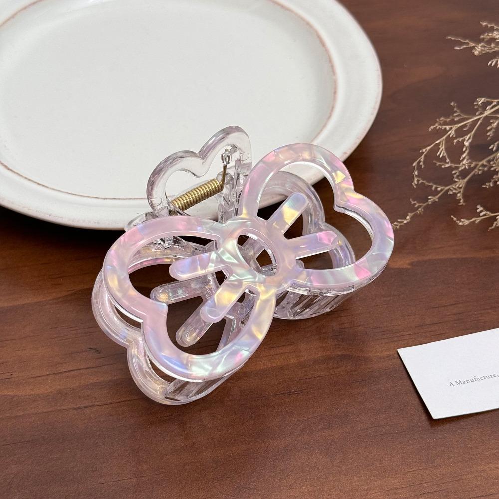 

Portable Korean Style Bow Hair Clip Claws Matte Texture Multi-Color Shark Hair Claw Hollow Cute Headdress Women