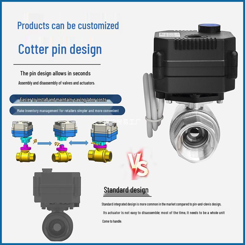 Stainless Steel Mini Electric Two-Way Ball Valve with Sight Glass, Manual-Automatic Integration, Waterproof, Threaded, DC Compatible