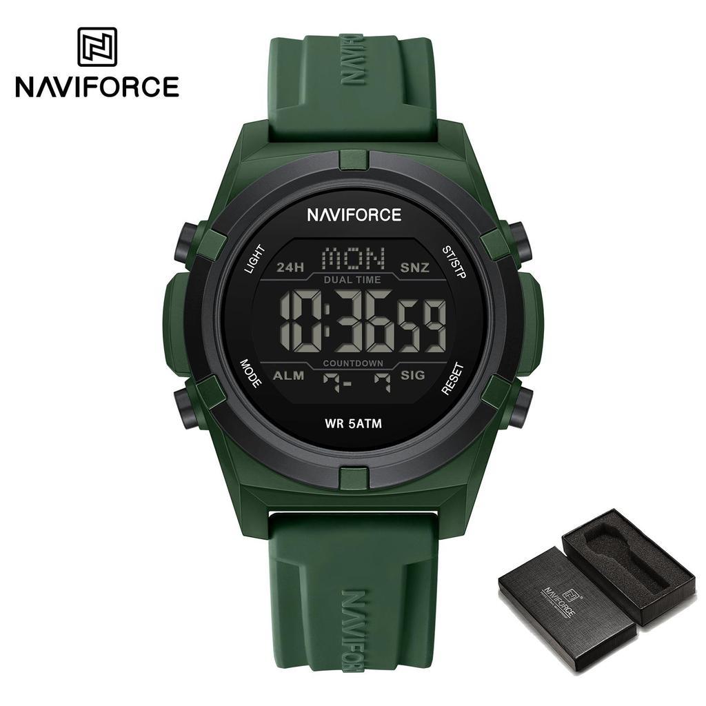 NAVIFORCE Digital Men Boy Watch Outdoor Alarm Chronograph Silicone Strap Waterproof Night Pattern Men Boy Casual Watch Gift NF7127