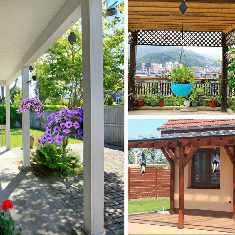 1Pc Retractable Hanging Basket Pull Down Hanger Pulley Garden Baskets Plant Pots Hanging Basin Retractable Hook Greenhouse