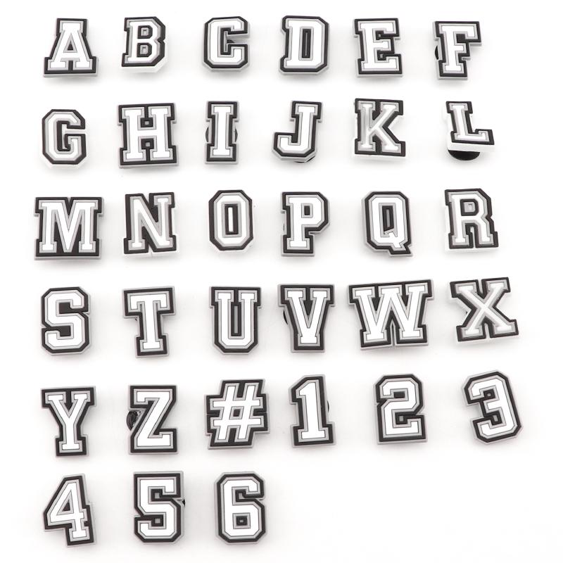 1 PCS 0-9# Number Alphabet ABC-Z Characters Letter Charms for Clog Sandals Shoe Decoration DIY Shoes Pins for Boy Girl Men Women