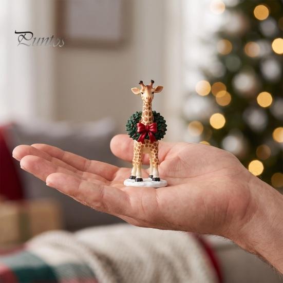 Christmas Gift for Kids Adults Giraffe Advent Calendar, 24Pcs Acrylic Ornament Set with Santa Hat Decorative Collection Wreath Designs, Holiday