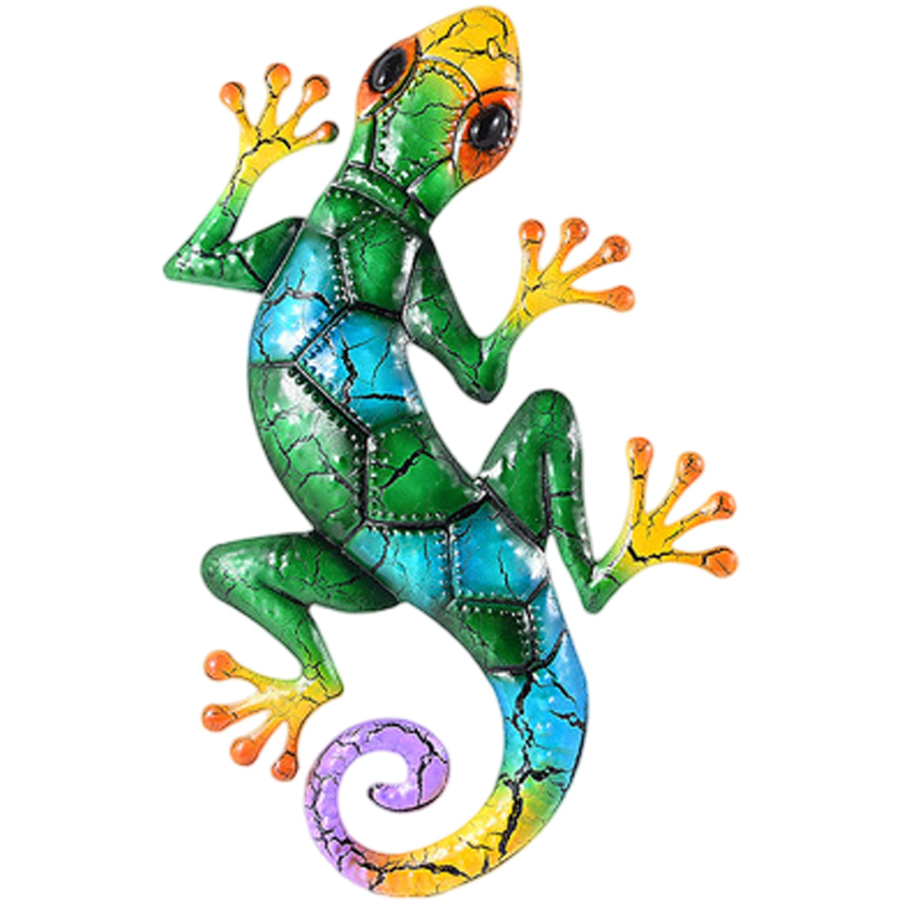 Metal Gecko Wall Decor,Outdoor Hanging Lizard Wall Art,Colorful Metal Lizards Wall Art Decor зелёный