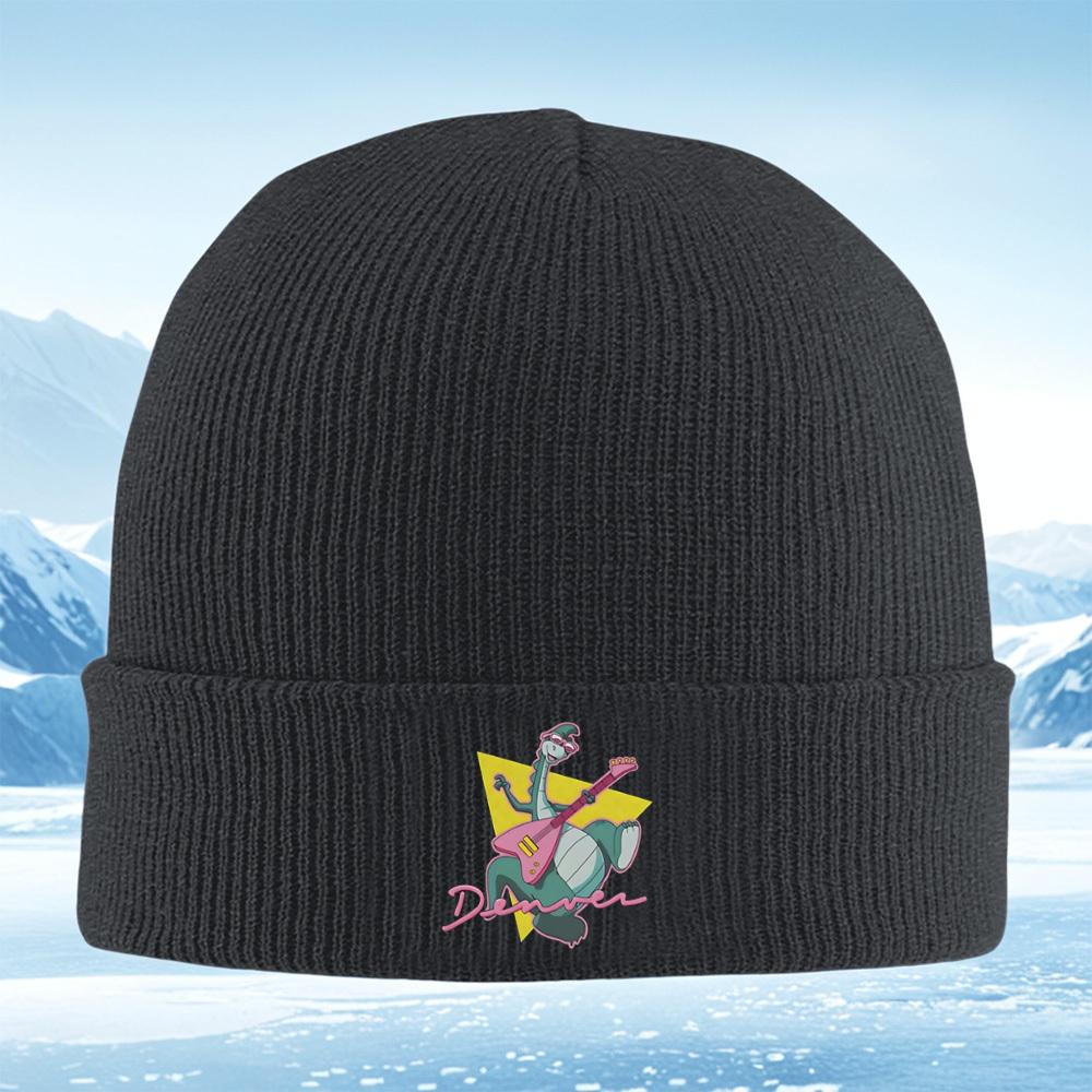 Cool Dinosaur with Pink Guitar and Shades Men Women Unisex Knitted Hat Beanie Pullover Cap Winter Thermal Warm Christmas Outdoor