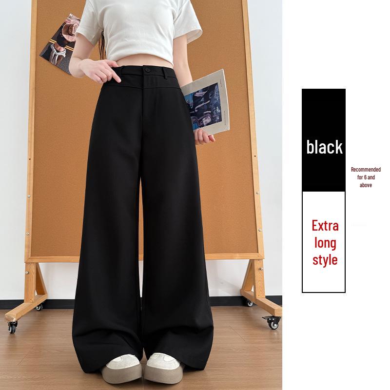 

Women s French Style High-Waisted Wide-Leg Suit Pants - Spring/Summer Draping Straight-Leg, Slim Fit, Casual Long Pants Large