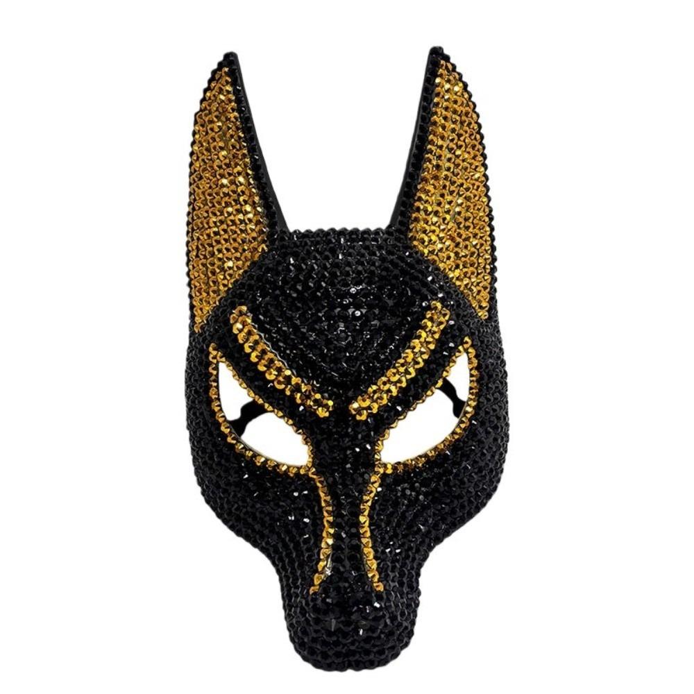 Luxury Design Wolf Crystal Mask Shiny Zircon Anubis Mask Halloween Mask Cosplay Mask