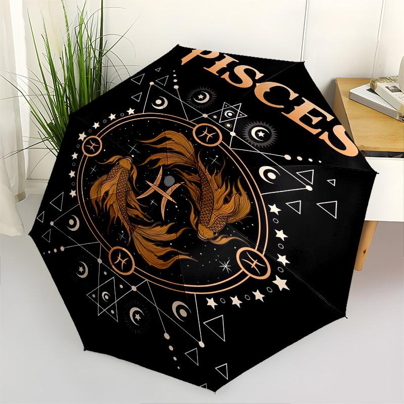 

Pisces, Astrology- Automatic Umbrella, Four Seasons Portable Folding Umbrella, Suitable for Men and Women, Travel, Daily Compact Umbrella, O