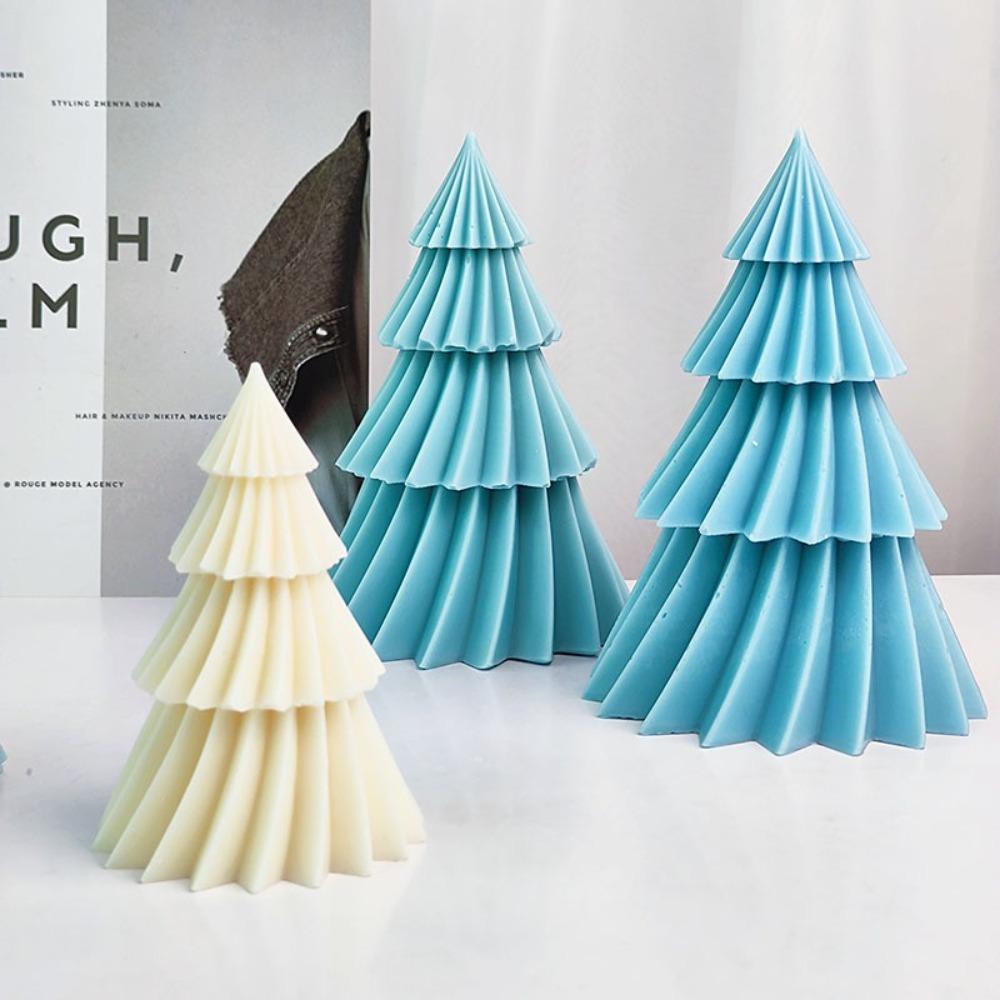 Soft Soap Mould Diagonal Striped Christmas Tree Candle Mold Ornament   DIY