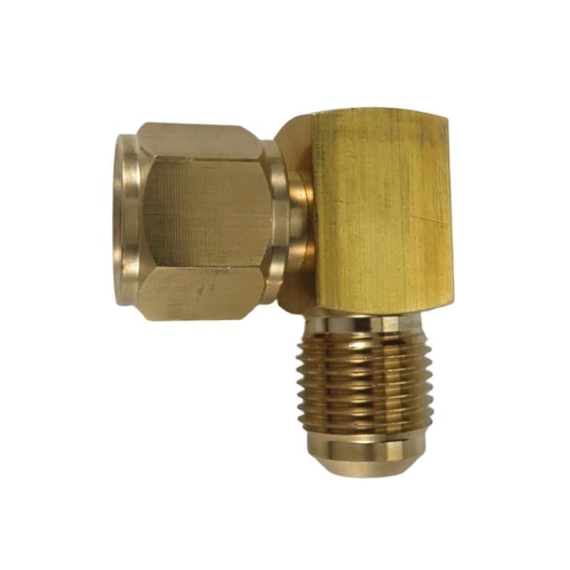 Brass 90 Degree Elbow Union for 3/8 Female x Male Pipe Ends, Angle Fitting with Turning Center Section for Pipe Change in Narrow Places