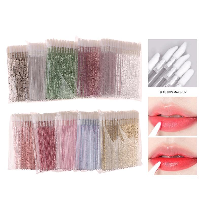 50Pcs  Disposable Lip Brush Lash Extension Brushes Mascara Applicator Lipstick Wands Set Cosmetic Plastic Makeup Tools