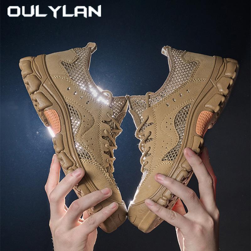 Oulylan High-Quality Steel Toe Work Footwear Summer Breathable Anti-Slip Safety Shoes Men Anti-Puncture Anti-Smash Labor Boots