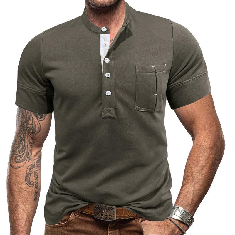 

Men s Classic Henley Shirts Casual Workout Short Sleeve Button T-Shirt with Pocket Summer Slim Fit Lightweight Tee Tops for Men Basic Henley Shirts M серый