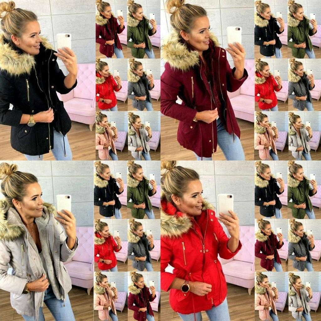 Fur Womens Winter Lined Parka Hooded Jacket Warm Thick Overcoats Outwear Coats