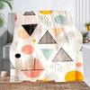 1pc Contemporary Geometric Print Flannel Fleece Blanket, 200-250Gsm, Tear Resistant, All Seasons, Digital Print, Knitted Polyest