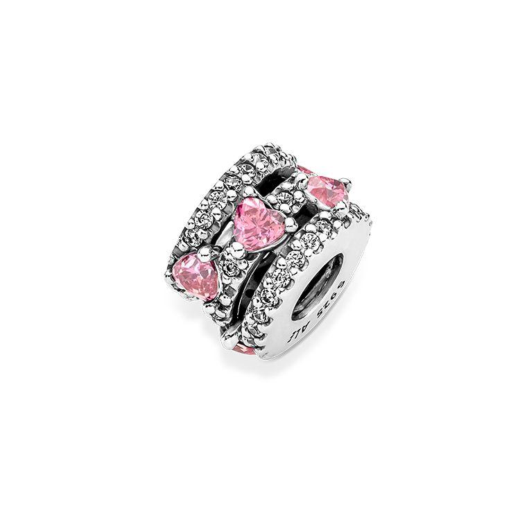 Pandora Eternal Heart Pink Heart Charm Women Jewelry Accessories Silver 791161C01 Box,Silver