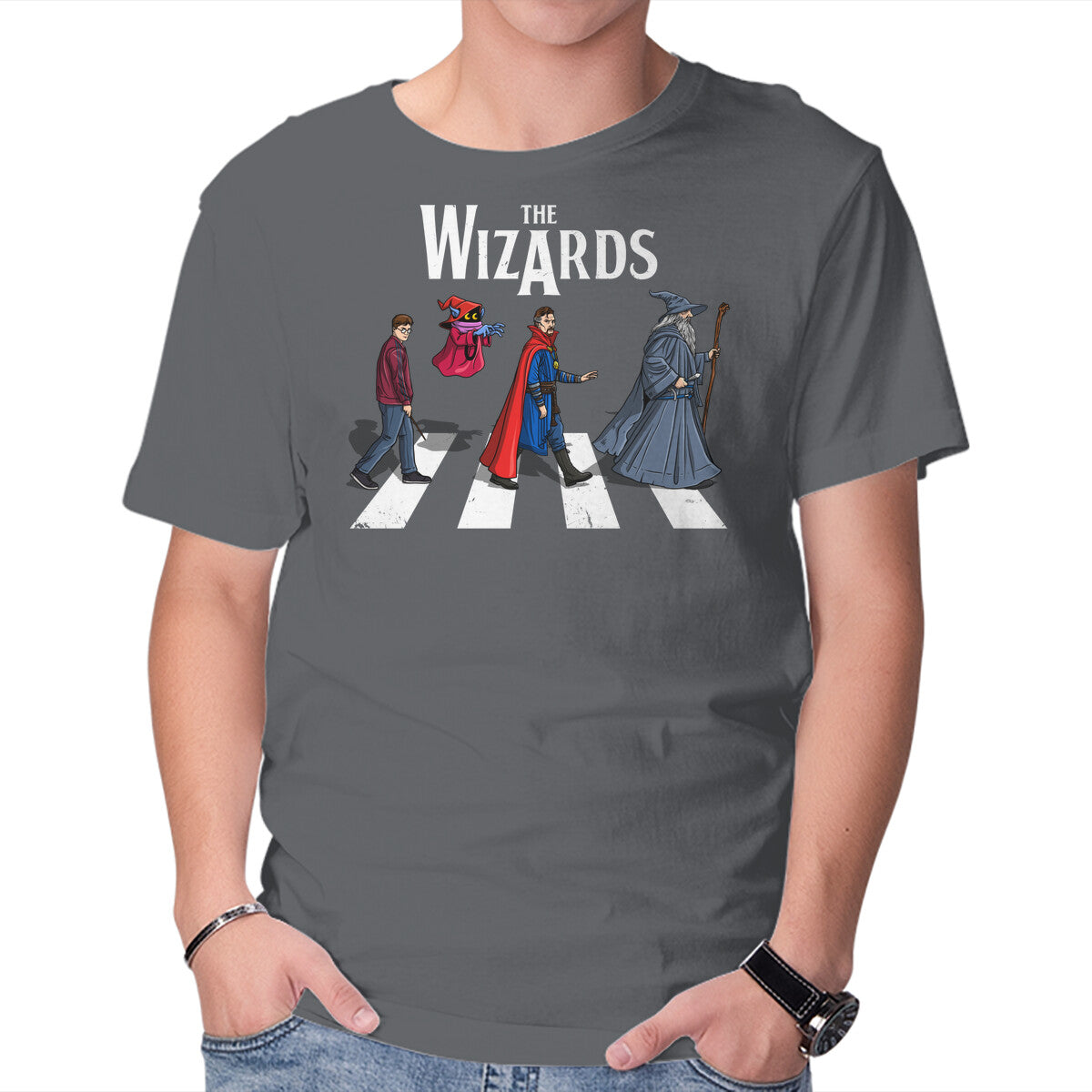 Unisex Crew Neck T-Shirt The Wizards Road Graphic Short Sleeve Casual Tee M
