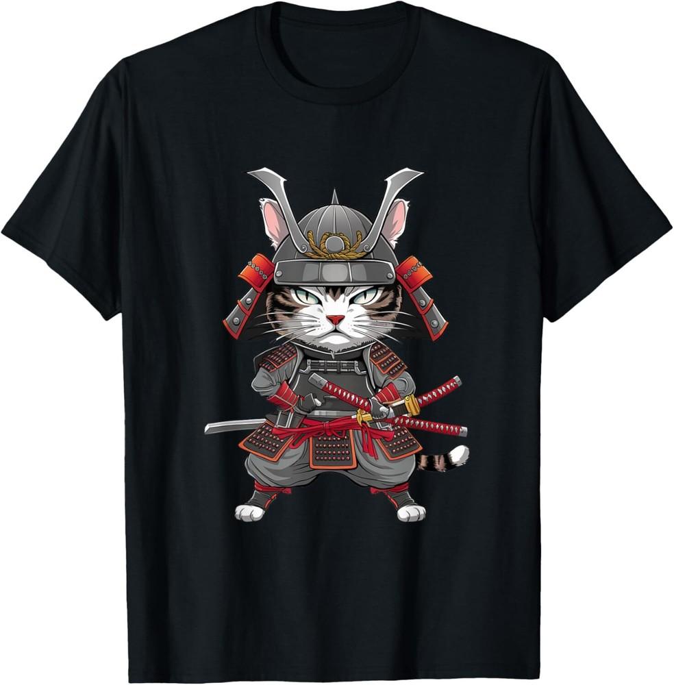 New Japanese Kawaii Cat Samurai Tee T-Shirt Unisex T-Shirt XL