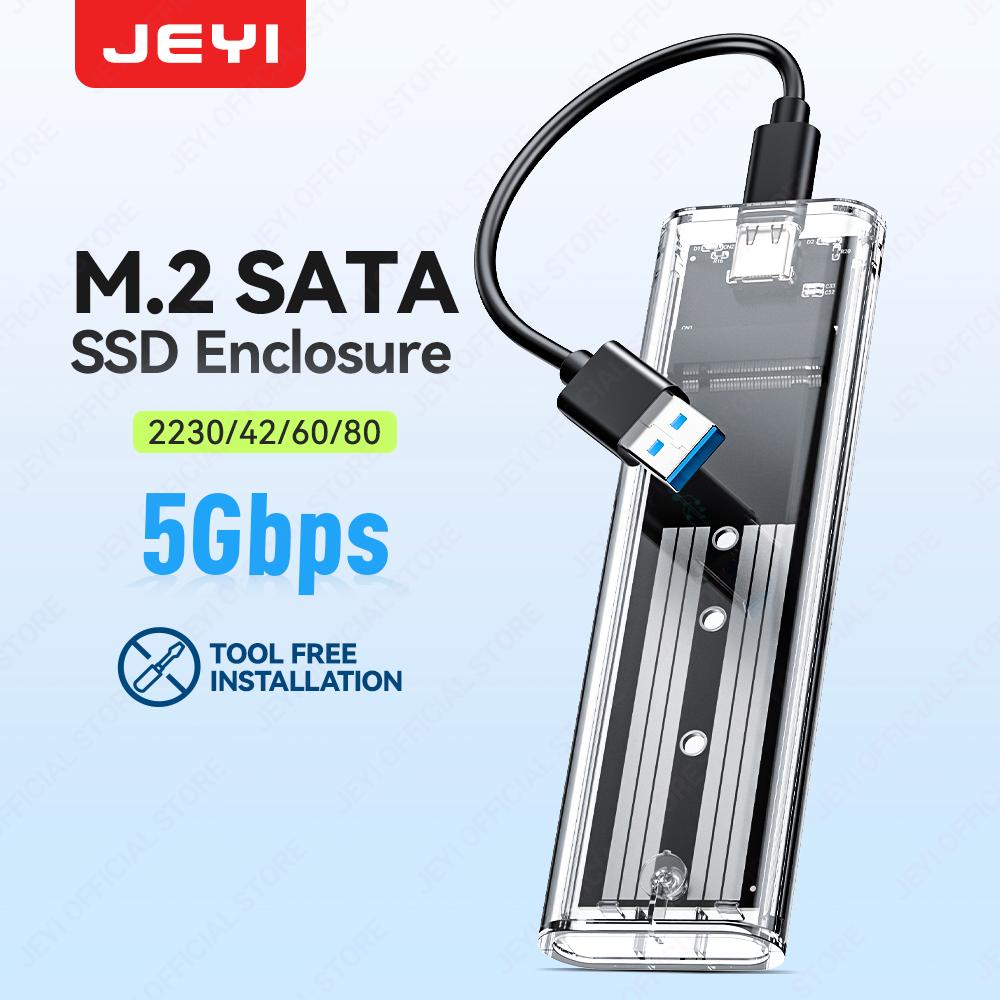 

JEYI Прозрачный корпус USB 3.1 M.2 SATA (Быстрая передача 6 Гбит/с) чёрный