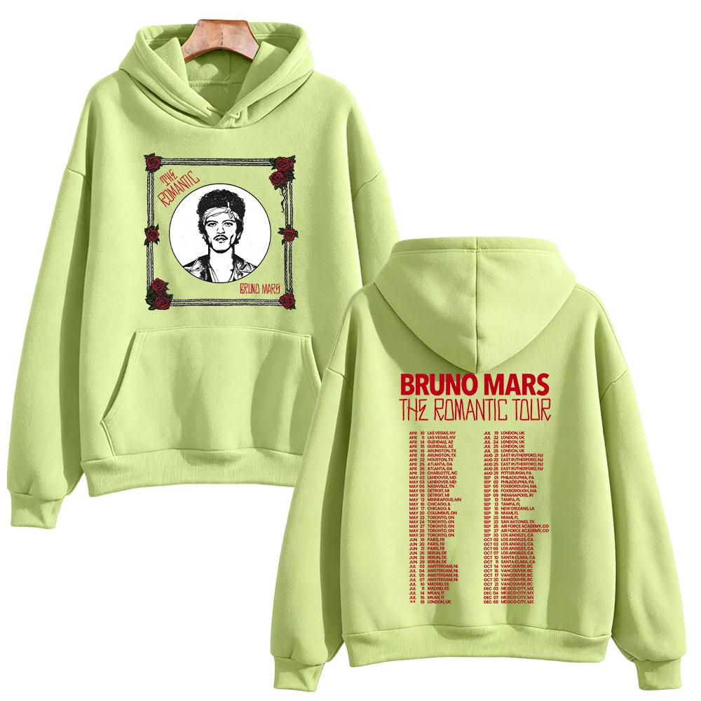 Romantic Tour 2026 New Show Hoodies Bruno Mars Concert Fan Music Graphic Pullovers Unisex Oversized Streetwear Casual Sweatshirt