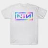 Herren Schwarzes Print-T-Shirt Nine Inch Nails Hologramm No-Cut Transferpapier Druck Baumwoll-T-Shirt