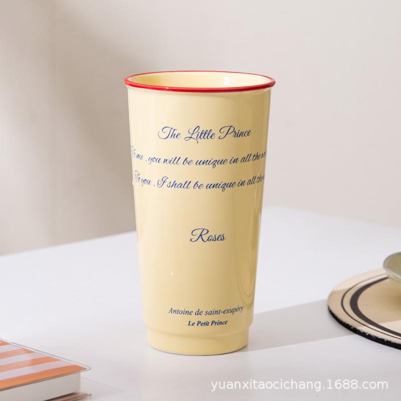 

ins wind paper cup shape letter ceramic mug retro office coffee cup simple breakfast milk cup 580ml