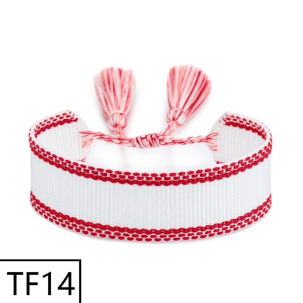 Adjustable European & American Fashion Embroidered Polyester-Cotton Tassel Bracelet with Customizable Logo