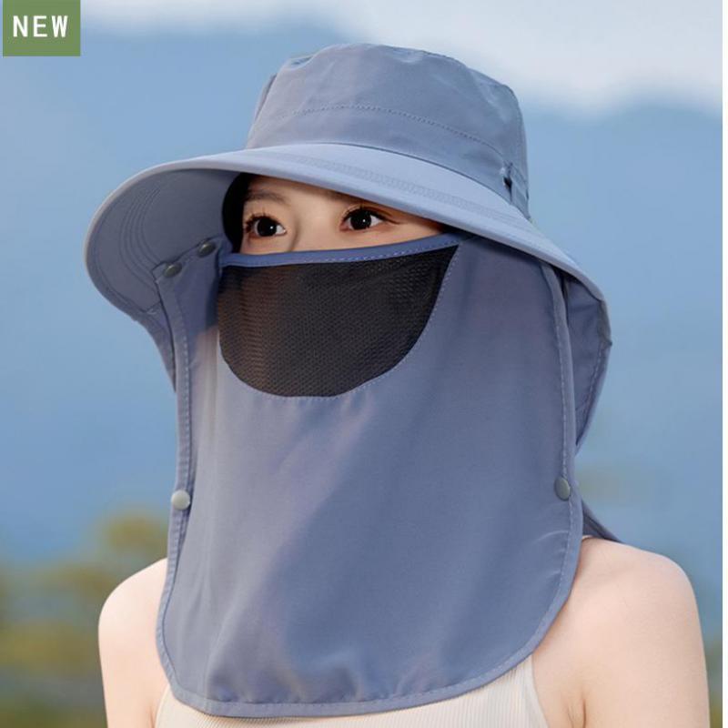 Summer Hats For Women Sun Hat Uv Protection With Mask Shawl Outdoor Sunscreen Bucket Hat Thin Sunhat Casual Sunshade New