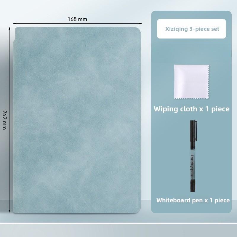 A5 Reusable Whiteboard Notebook Set With Whiteboard Pen Erasing Cloth Leather Memo Pad Weekly Planner Portable Stylish Office