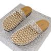 Summer New Fisherman Flat Bottom Round Head Baotou Half Slippers European and American Niche Fishing Net Woven Hollow Roman Cool Slippers
