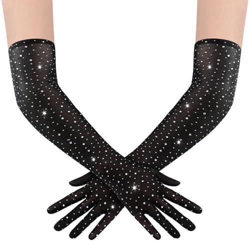 

Mary E 75215 long glove with rhinestones evening gloves чёрный