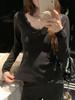 Women's Velvet Lace Base Layer Shirt - White V-neck Long Sleeve Top with Built-in Bra Pads for Autumn/Winter