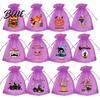 Party Favor Bag 12 Pcs Halloween Organza Candy Bag Drawstring Treat Pouch with Pumpkin Ghost Bat Trick or Print Sheer for Snacks Gift Packaging