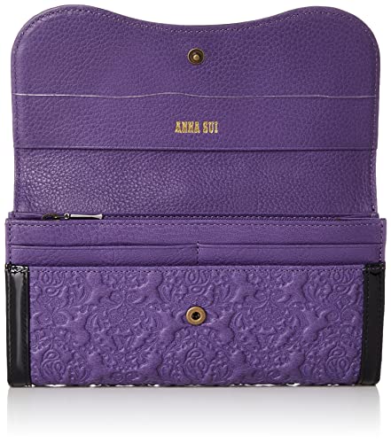 ANNA SUI Serpent Clasp Wallet with Bill and Card Slots, Large Capacity, Women's, 316110, Purple