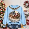 Women's Christmas Print Long Sleeve Top Casual Comfortable Fall Winter Shirt