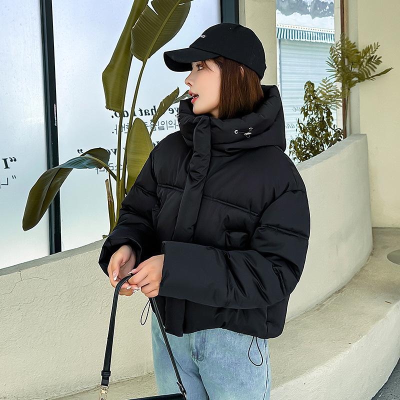Down cotton clothes women's winter new hooded thickened warm fluffy short bread clothes jacket