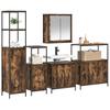 Bathroom Furniture Set with Door 5 Pcs Smoked Oak and Black Brown