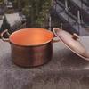 Vintage Copper Pot,Outdoor Camping Thickened Pot With lid Cooking Utensil Simmering Pasta Stewing,Handcrafted Hammer Texture Pot