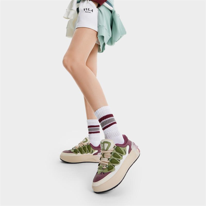 Fila Carrot 2 Comfortable Versatile Durable Low-Top Skate Shoes Women Sneaker White Purple F12W431212FNA
