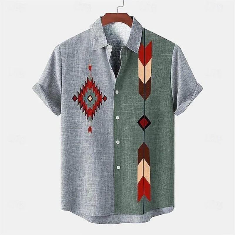 Modern minimalist 3D short sleeved shirt, comfortable, popular in summer and autumn, African tribe