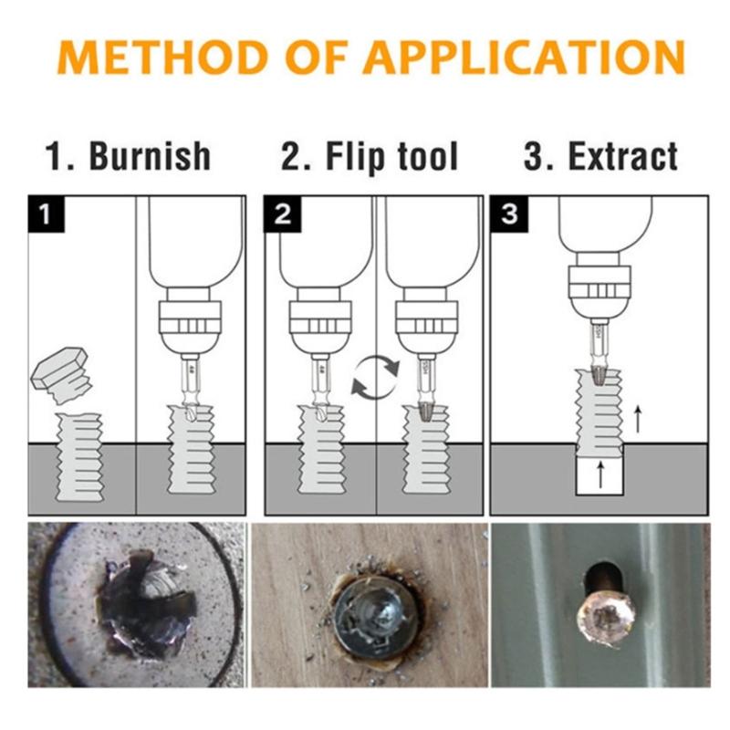 Multiple Size Damaged Screw Removal Extractor Kit 6pc Alloy Steel Extraction Tool with Storage Case for DIYer Repairs