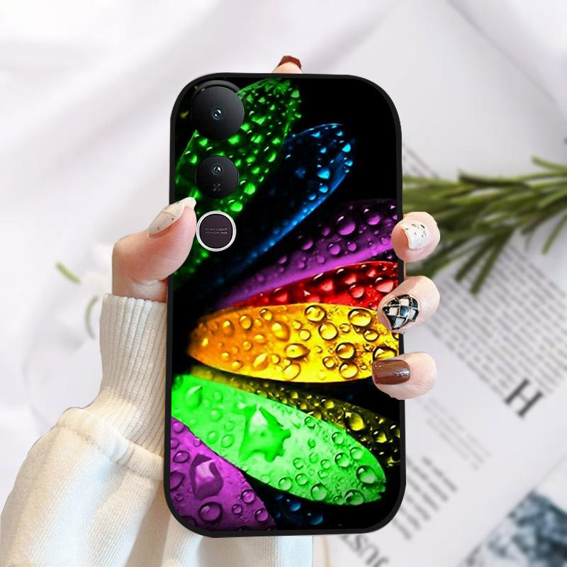 For Vivo V50 Lite 5G Case Fashion Luxury Printed Black Matte Soft TPU Silicone Bumper Cover For Vivo V50Lite 4G Phone Case Funda