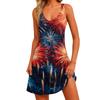Rochie de vară pentru femei, cu imprimeu casual, cu buzunare, stil boho, pentru plajă, tricouri, rochie cu decolteu în V, lejeră, fără mâneci
