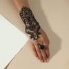 2colors Women Rose Beads Flower Lace Gloves Goth Style Adjustable with Ring Long Bracelet Wedding Bridal Accessories