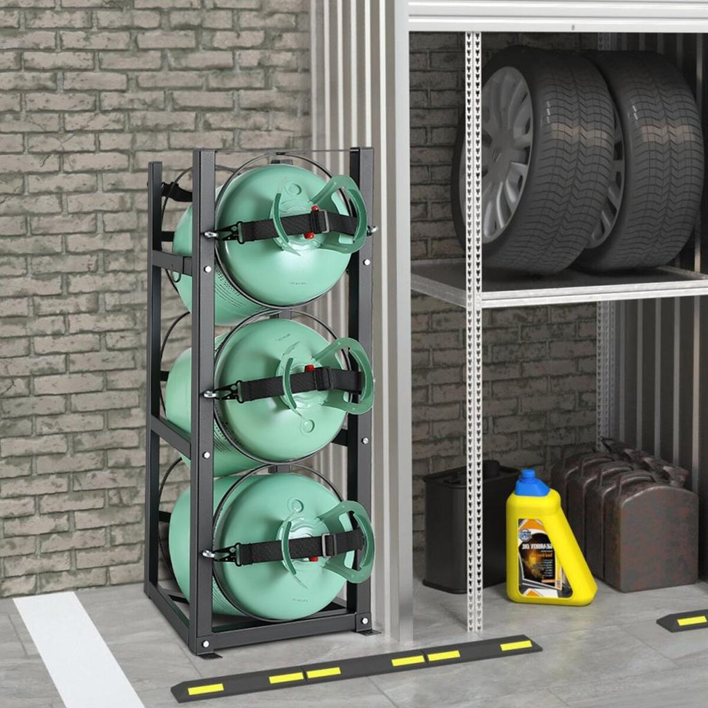 Refrigerant Tank Rack, with 3 X 30lbs Bottle Tanks, Cylinder Tank Rack 12.79x12.99x33.07 In, Refrigerant Cylinder Rack Gas Cylinder Racks and Holders