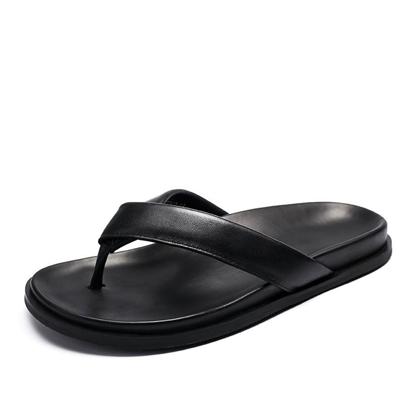 Moda 2025 Nuove Pantofole Piatte da Uomo di Design Antiscivolo Marca di Lusso Pelle Vera Scarpe da Passeggio Traspiranti Comode Pantofole da Interno/Esterno