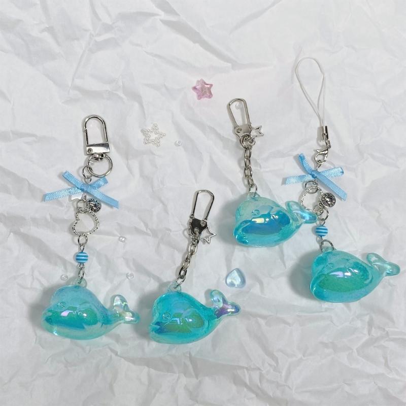 Multicolor Resin Whale Keychain Stylish Beadwork And Decoration Gift For Her