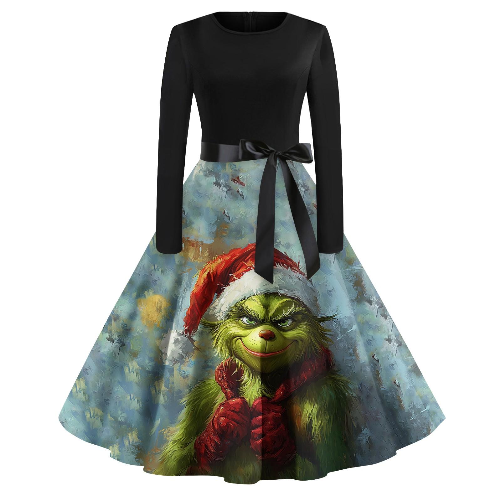 Женское повседневное модное платье с длинным рукавом и принтом — фото 6