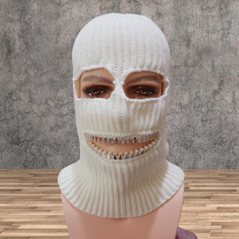 

Новая большая маска-капюшон с золотым зубом, вязаная теплая шерстяная шапка, смешной капюшон-балаклава на молнии серебряный